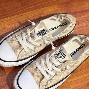 Converse Beige Snake Print Sneakers